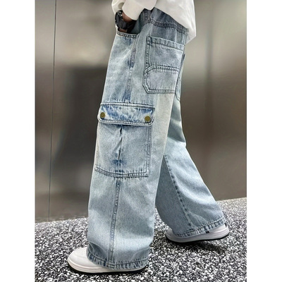 TEMU秋冬新款跨境外贸代发Denim Loose Fit Wide Leg Pants|ru
