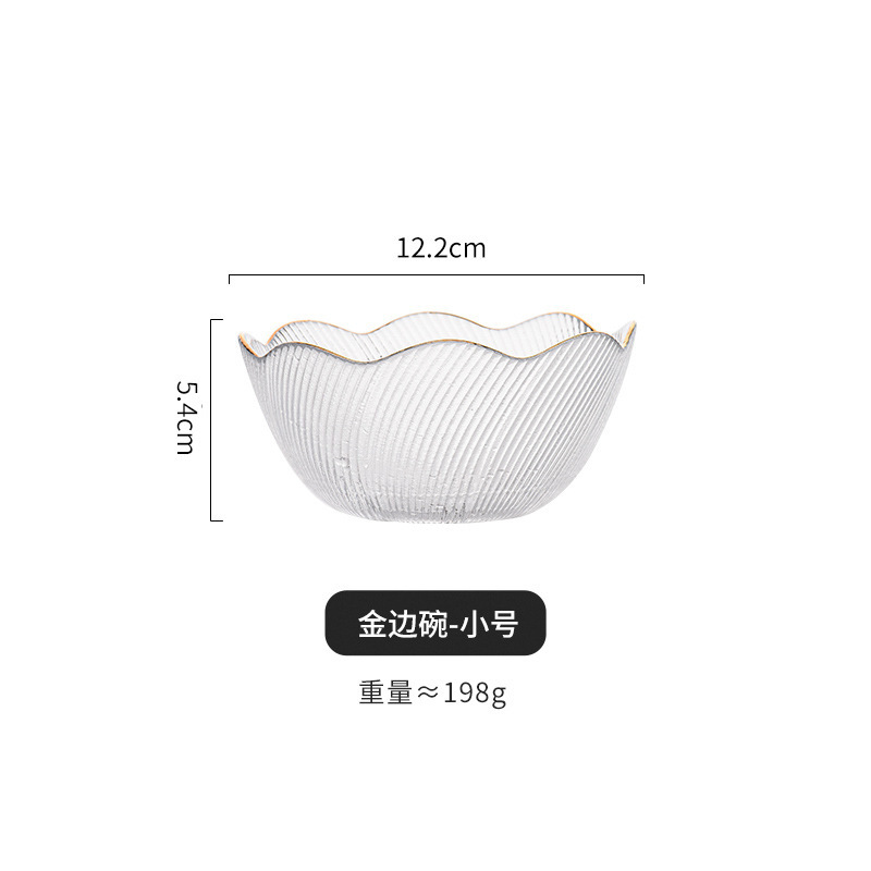 Juego de Platos y Tazones de Vidrio de Vidrio Diseño con Rayas para Ensaladas y Frutas