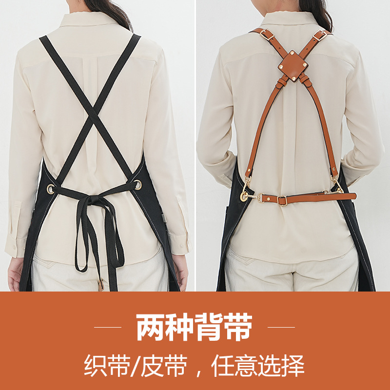 Delantal de lona gruesa de una sola capa con bolsillo cubierta de la leche Barber té Tienda ropa de trabajo extraíble de cuero logo estudio delantal