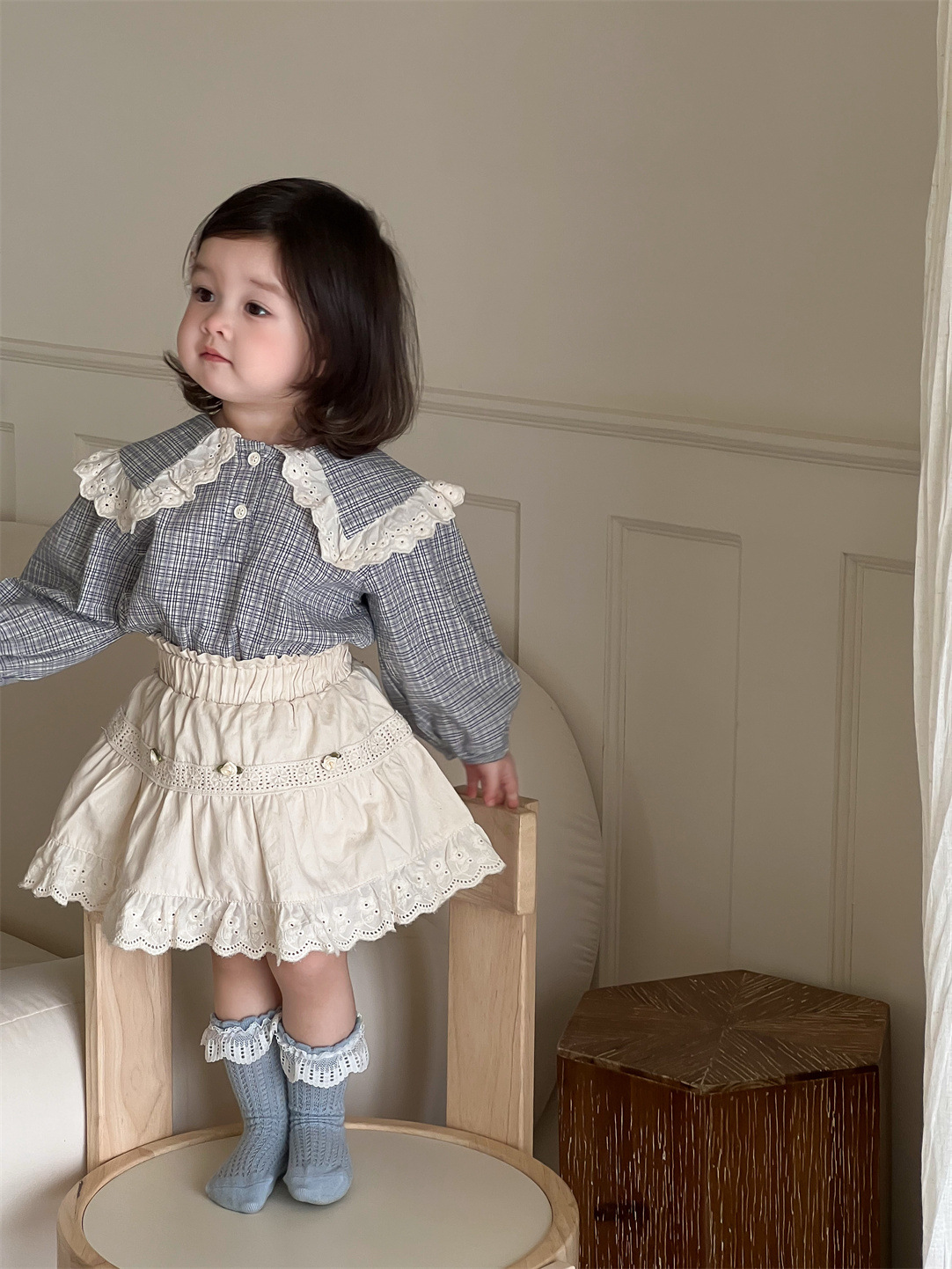 Ropa infantil 2026 primavera nueva ropa infantil coreana de niñas camisa de muñeca de encaje con solapa bolsas de ropa de bebé image 6