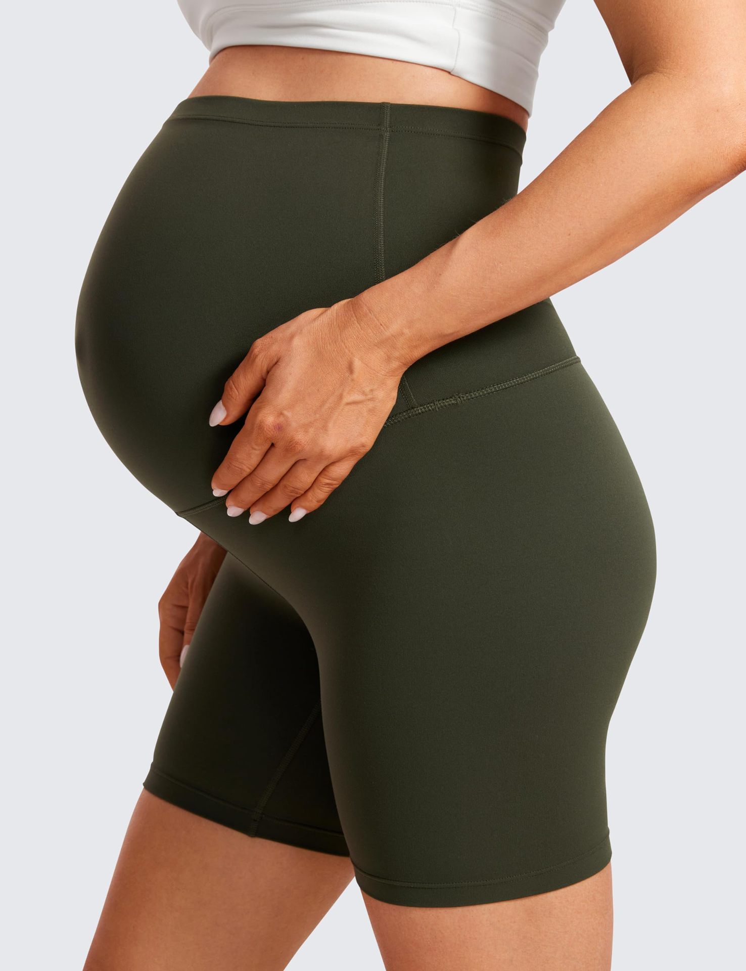 Maternity Capri Yoga Pants Belly-Support Seamless Nylon Maternity Capri Yoga Pants Belly-Support Seamless Nylon