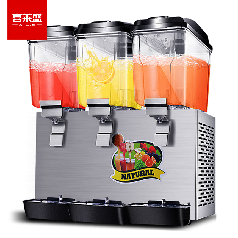 喜莱盛商用饮料机冷热喷淋式双三缸餐厅酒店大容量冷饮机果汁机