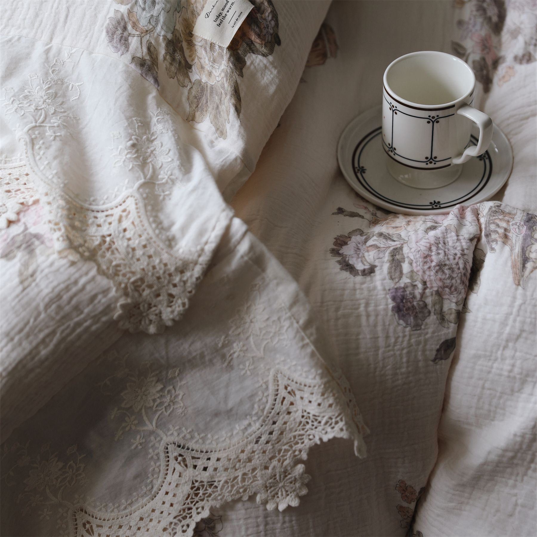 Set copripiumino 4 pezzi stile vintage boho in cotone lavato_voghion.com