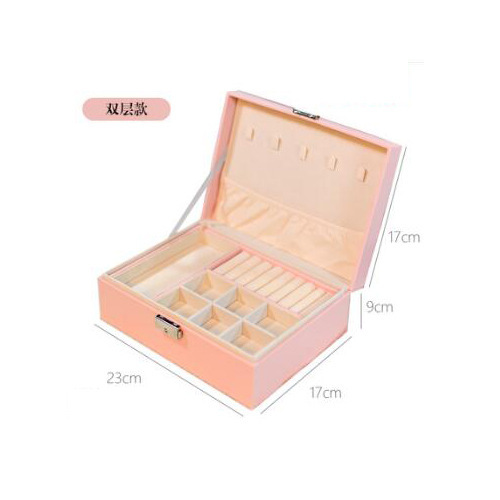 Joyería de organización de Escritorio de las mujeres de alto aspecto caja de almacenamiento portátil al por mayor Caja de joyería de anillo collar de múltiples capas hogar