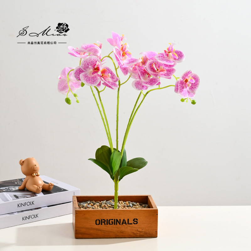 Flor falsa 5 tenedor 15 sensación de orquídea mariposa bonsai fábrica de flores de decoración directa para el hogar adornos de imitación maceta image 12