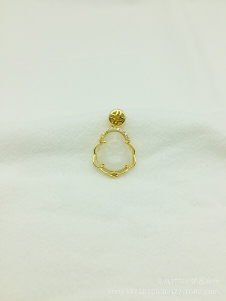 Copper pendant white jade