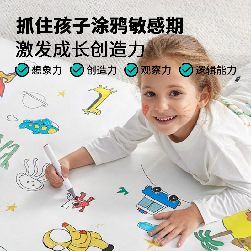 Extendable Children's Doodle Canvas Painting Book, Adhesive Wall-Separating Coloring and Filling Paper for Art Enlightenment, Kindergarten Purchase