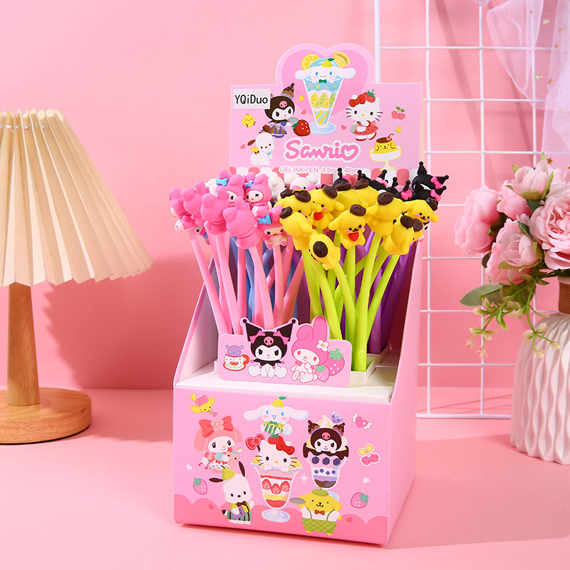Yqiduo lindo Sanrio mecedora pluma de gel estilo de dibujos animados pluma de agua negro pluma de firma pluma de regalo 0,5