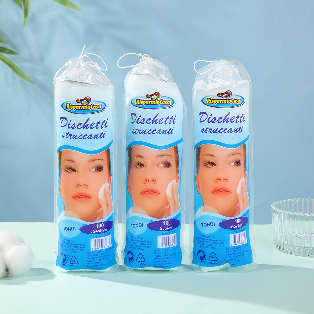 Amazon algodón desechable redondo cerradura borde húmedo de algodón viaje portátil bolsa de cuerda algodón maquillaje mayorista