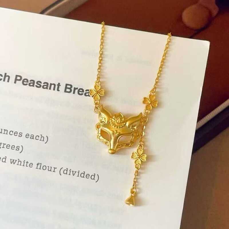 沙金饰品金店同款狐狸面具流苏项链新中式女士锁骨链首饰品批发|undefined