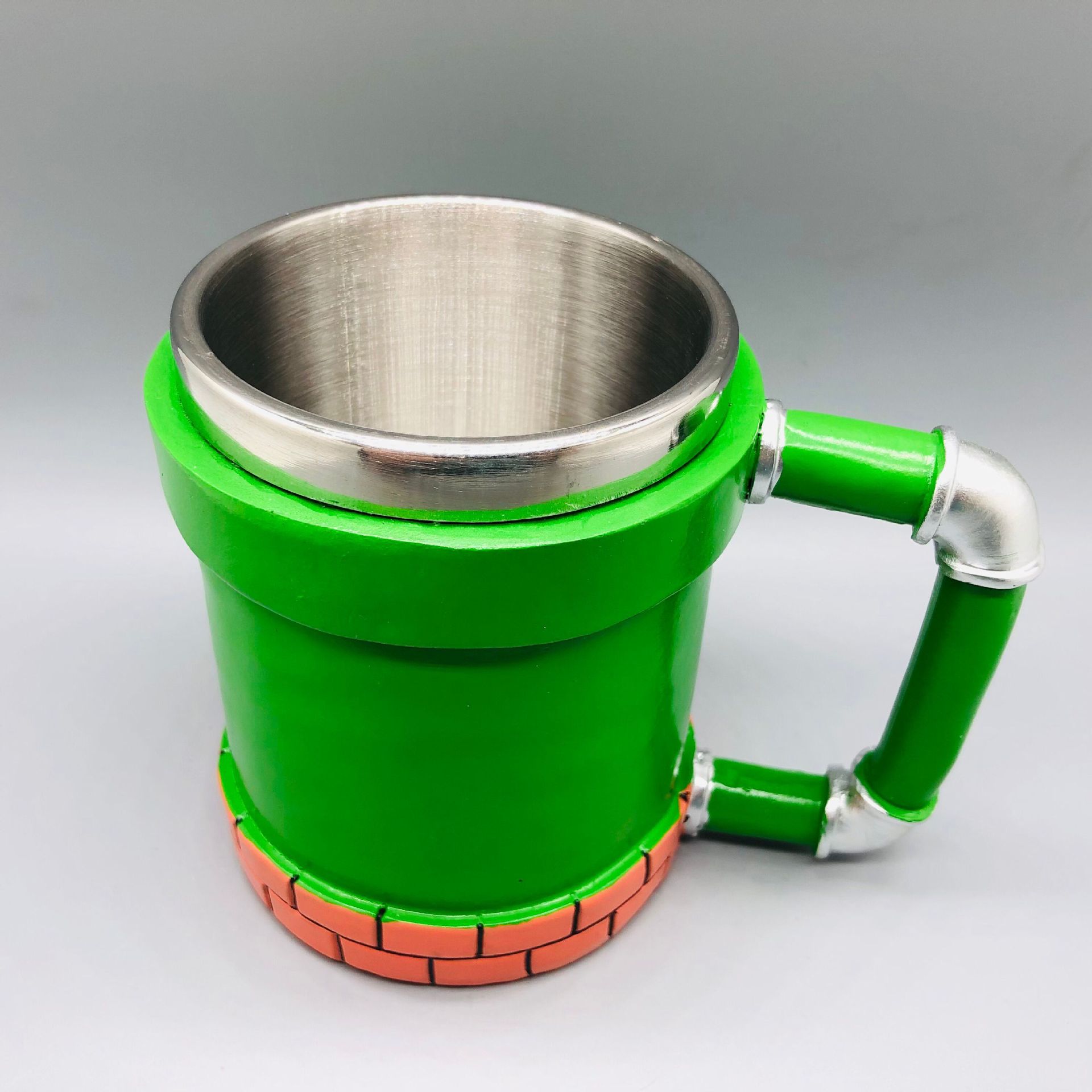 Fábrica Super Mary juego Acero inoxidable tubo de agua boca pixel taza de agua de dibujos animados boca taza de café