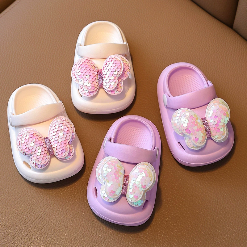 Детские тапочки, нескользящая Мягкая обувь в стиле принцессы для девочек, модная обувь с бантом для девочек, детская обувь на носке