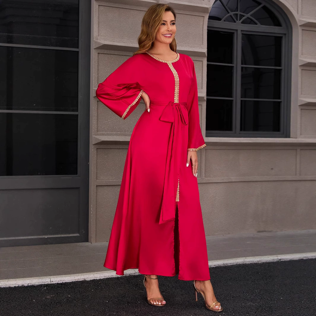 Марокканское кружевное платье-халат из атласа для мусульманок, модная новинка для вечеринок в Дубае