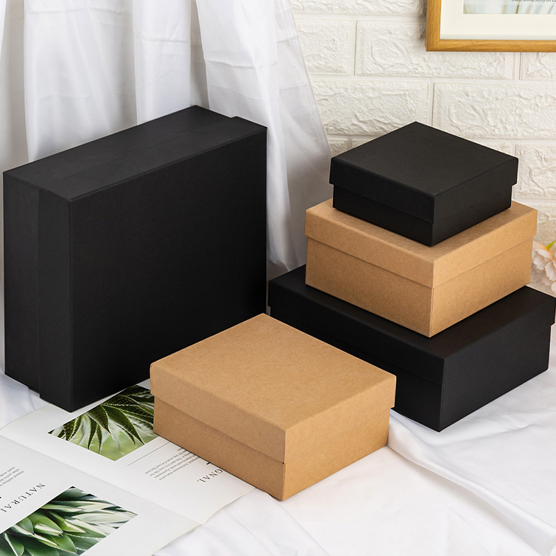 可乐礼盒黑卡牛皮纸礼物包装盒现货天地盖长方形黑色礼品盒子定做