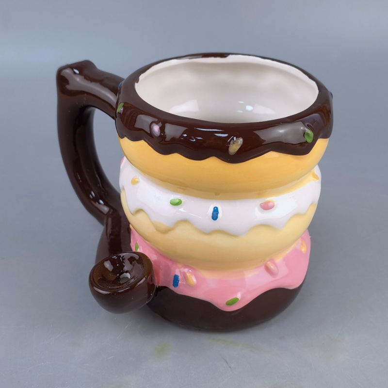 Transfronterizos europeos y estadounidenses de cerámica multifuncional donut taza de café creativa de alto valor de hamburguesas mug suministros de bar