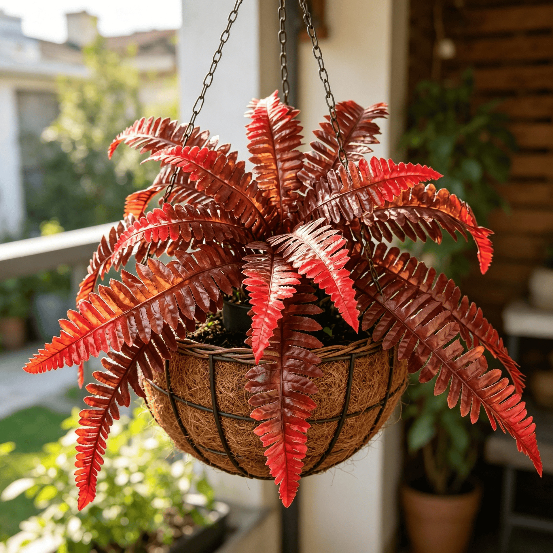 Amazon Artificial Autumn Color Series Persian Leaf Fern Dragon's Blood Autumn Red Boston Fern Ornament Autumn Color Persian Fern Grass