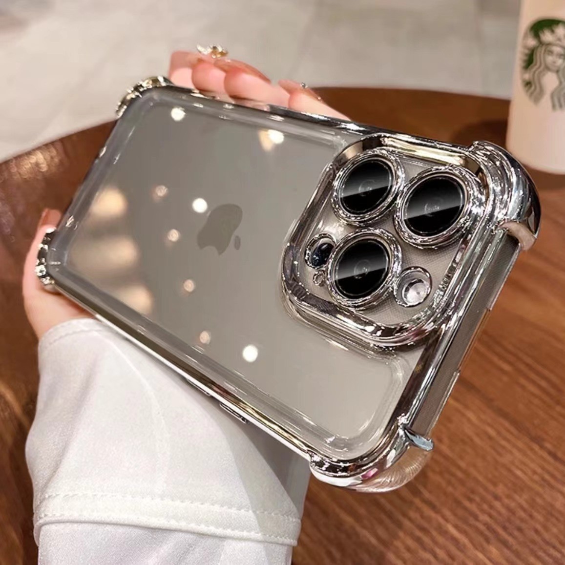Suitable for Iphone17/16, Electroplated Airbag Four-Corner Anti-Fall Phone Case with Built-In Lens Film, Full Coverage Custom Case