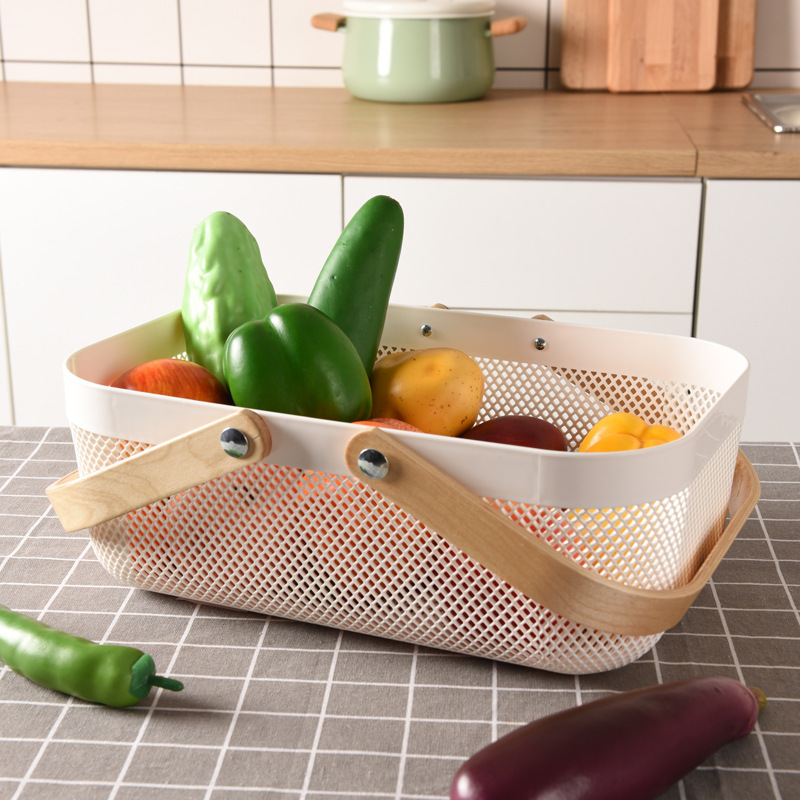 ins Basket Wooden Handle Cyber Celebrity Net Basket Vegetable Basket Fruit Basket Storage Basket Resato Net Basket Basket