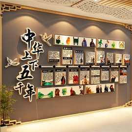 中国华传统文化上下五千年墙面装饰布置环创主题墙贴纸朝代展