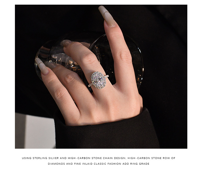 Fashion Geometric Sterling Silver Inlay Zircon Rings 1 Piece