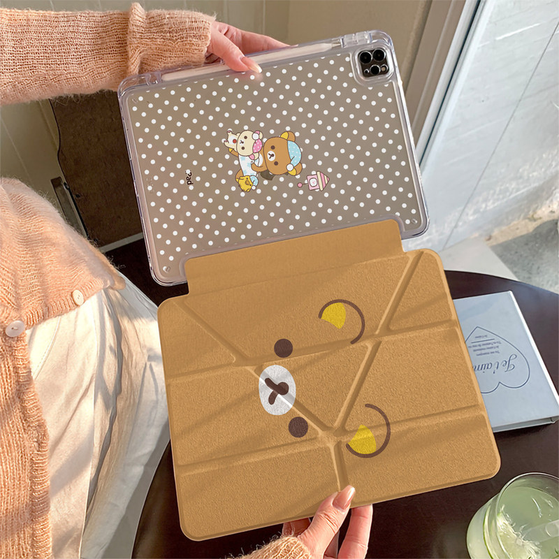 Cartoon polka dot Rilakkuma protective case for Apple iPad 5 mini 6 tablet proY fold air4 hard 10th generation