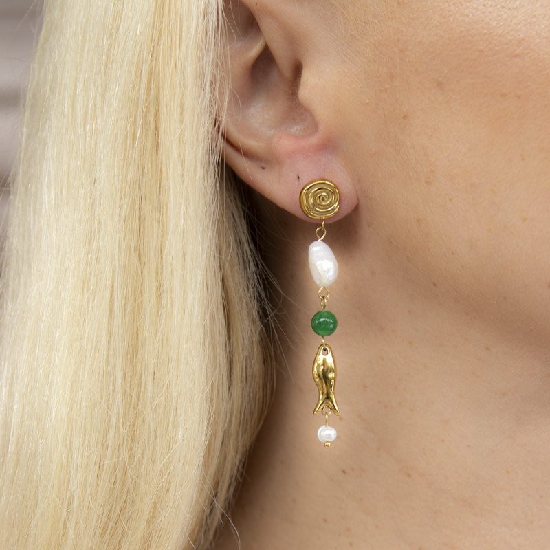 Pendientes de acero inoxidable de caracol estilo ins Pendientes de acero inoxidable Moda femenina Commuter Sentido avanzado Pendientes de oro de 18k que no se desvanece