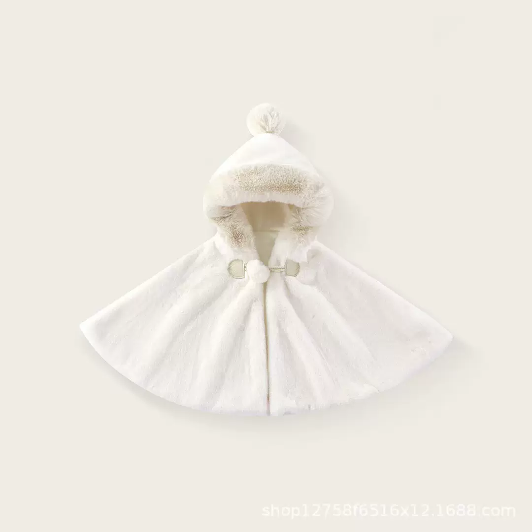 婴儿披风加绒斗篷秋冬季外出防风被加厚披肩儿童男女宝宝厚外套