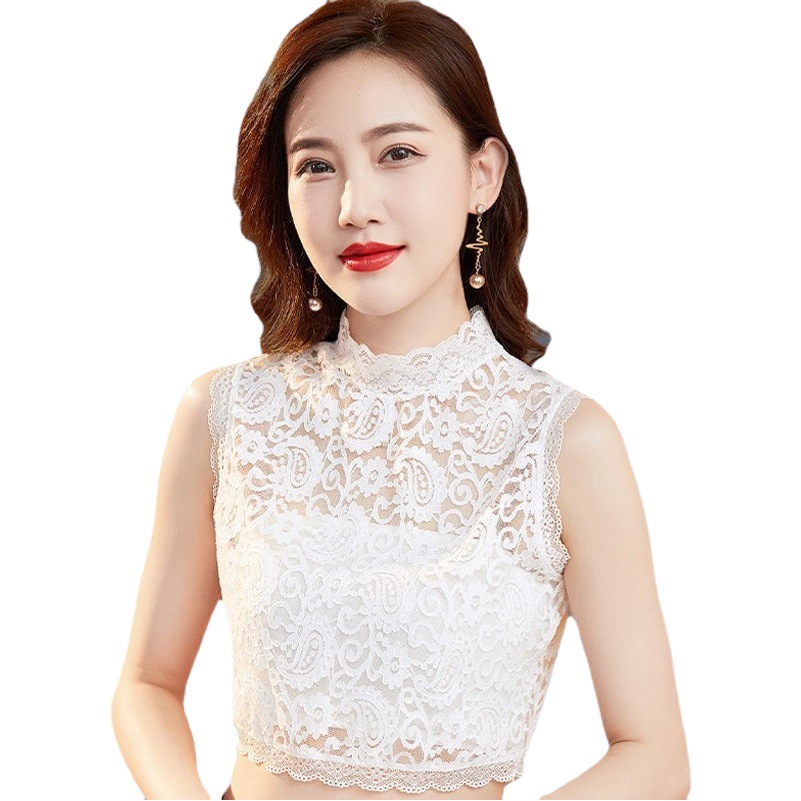 Elastic Pullover Lace Base Fake Collar Children's Autumn and Winter Sweater Decorative Lace Fake Collar All-match Black and White High