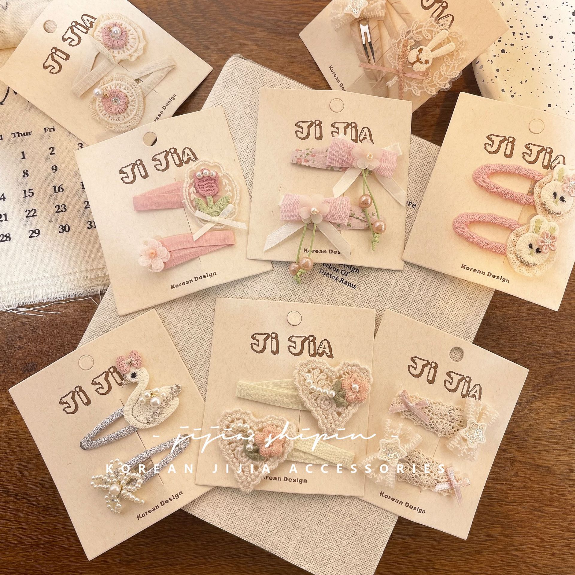korean style sweet lace net yarn flowers barrettes handmade embroidery patch bunny bb clip cute girl pink hair accessories