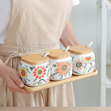 Японский стиль кухонный скраб приправленный танк -набор бабочка любовь цветочная лапша керамическая домашняя комбинация приправа приправы приправы приправы соляного сахара