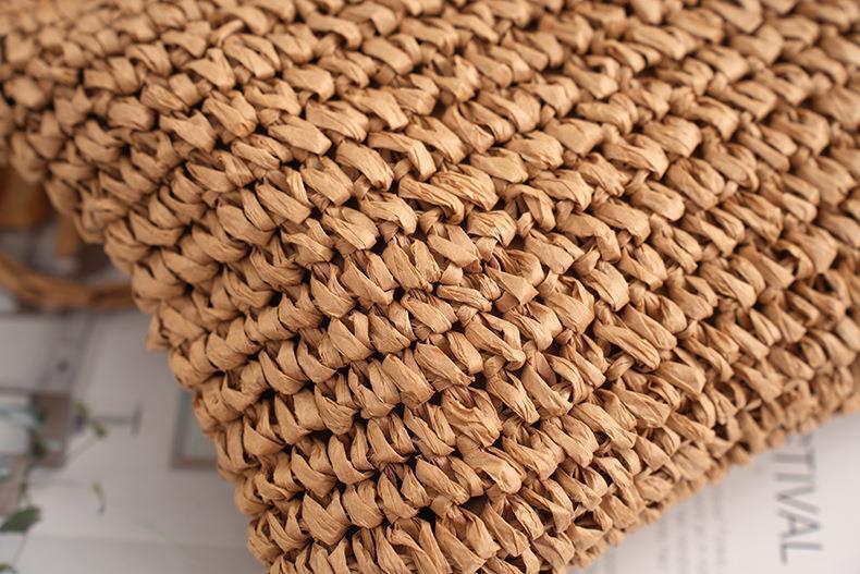 Women's Small Straw Solid Color Vacation Beach Weave Buckle Straw Bag display picture 11