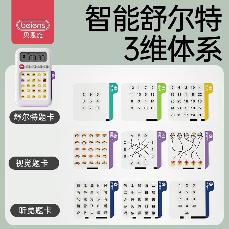 Auditory concentration Schulte grid training improves attention, memory and response, puzzle early education