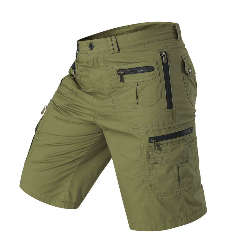Мужские свободные летние шорты-карго прямого кроя с множеством карманов, хлопковые рабочие шорты, модные повседневные шорты средней длины больших размеров.