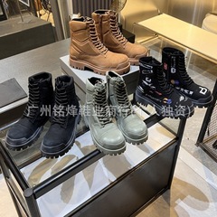 巴黎风做旧高帮德比男鞋真皮粗跟增高厚底休闲马丁短靴时尚工装靴