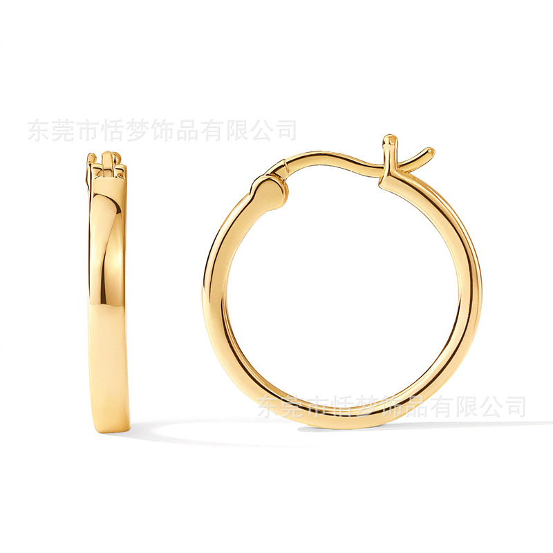 Titanium Steel High-Quality Geometric Square Coil Thick Earrings Cross-Border Amazon Hot-Selling Cool Style High-End Popular Earrings