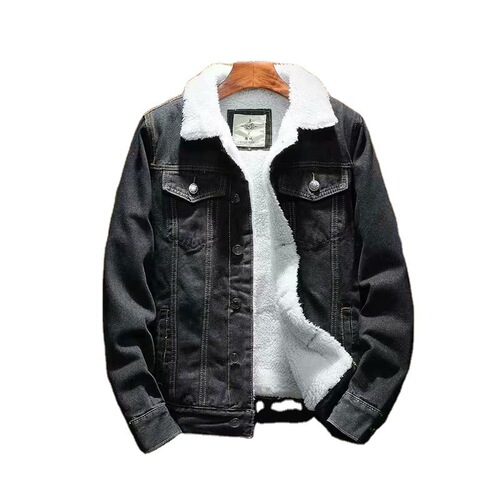Winter Japanese retro velvet denim jacket for male students Korean style lamb velvet thickened large size foreign trade jacket