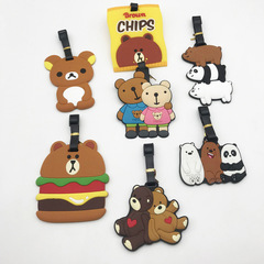 pvc soft rubber travel luggage boarding pass cartoon cute creative bear luggage tag hanging tag shipping tag