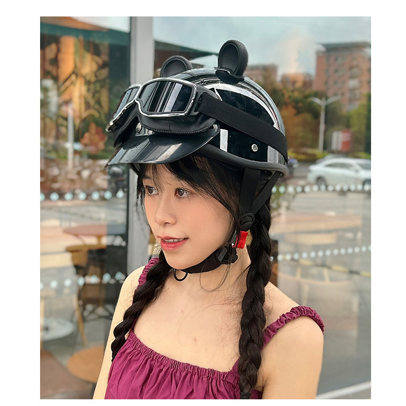 Factory direct Harley retro electric car helmet 3C motorcycle half helmet universal winter helmet cold windproof