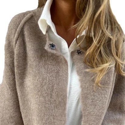 Women's Clothing Autumn and Winter Loose Short Cashmere Long Sleeve Jacket_voghion.com