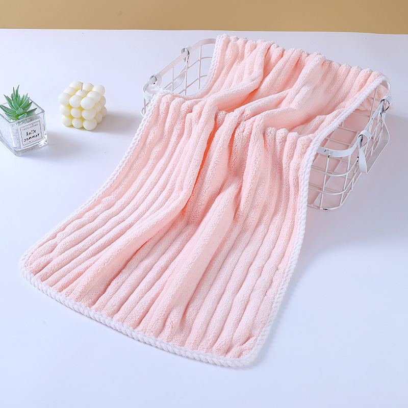 สีชมพู / 35*75 ขอบ (ผ้าขนหนู)