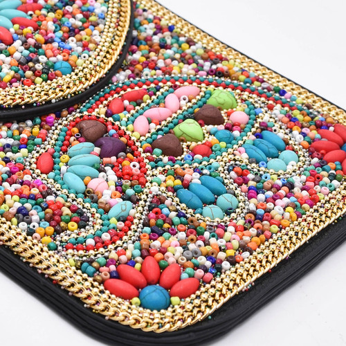 Ethnic style leather bag elephant Xinjiang Inner Mongolia travel rice beads belt crossbody bag Hanfu ladies mobile phone bag
