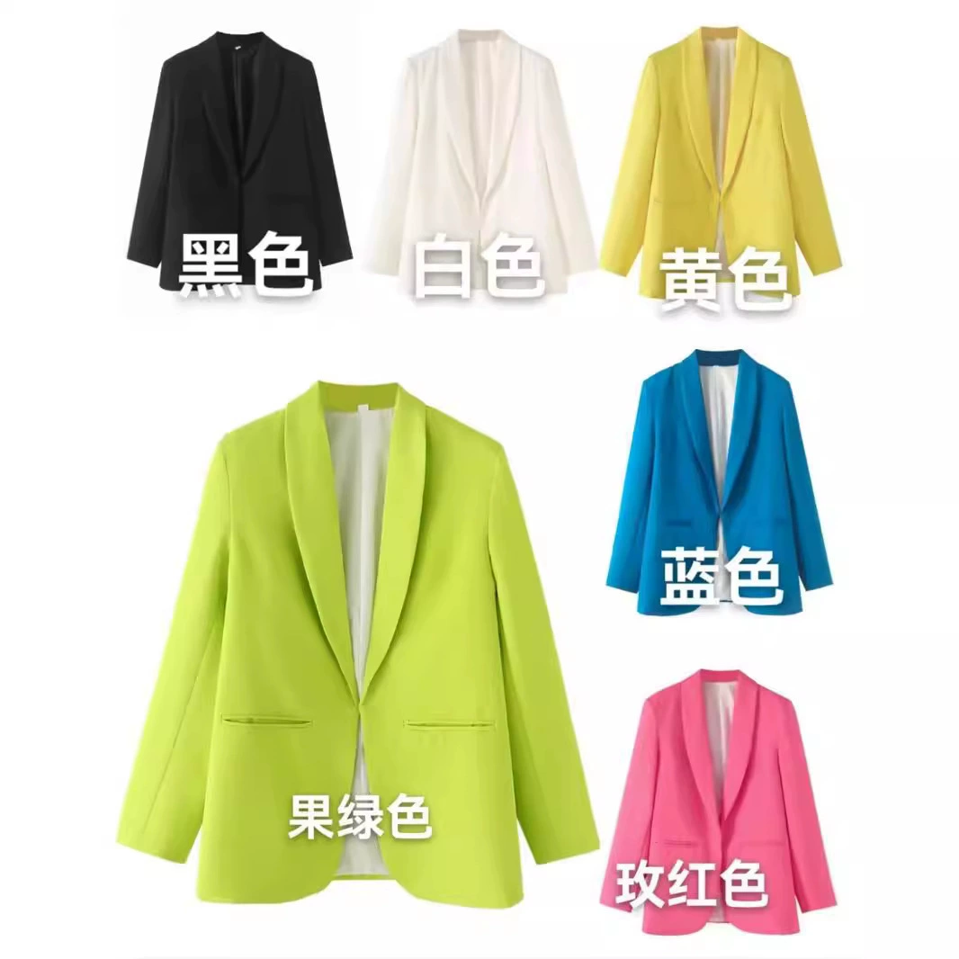 PB & ZA Женская одежда 2024 осень новый европейский и американский стиль повседневный свободный костюм премиум-класса с длинными рукавами пиджак