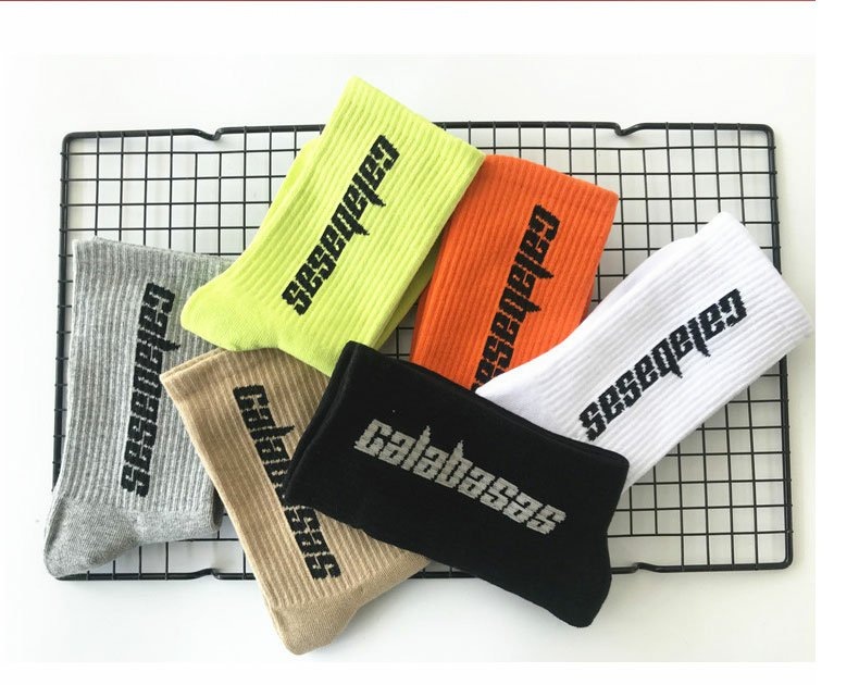 80g Weight Sock Classification Nylon, Cotton Fabric Type A Pair Quantity Unisex Simple Style Letter Nylon Cotton Printing Crew Socks A Pair