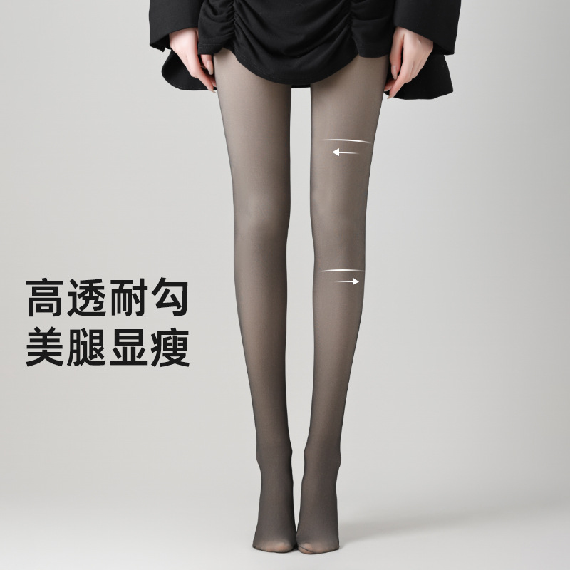 Una sola seda negra, agua, medias de piel transparentes primavera-verano 2025, medias de piel negra de alta elasticidad, medias de piel descalzadas, stock