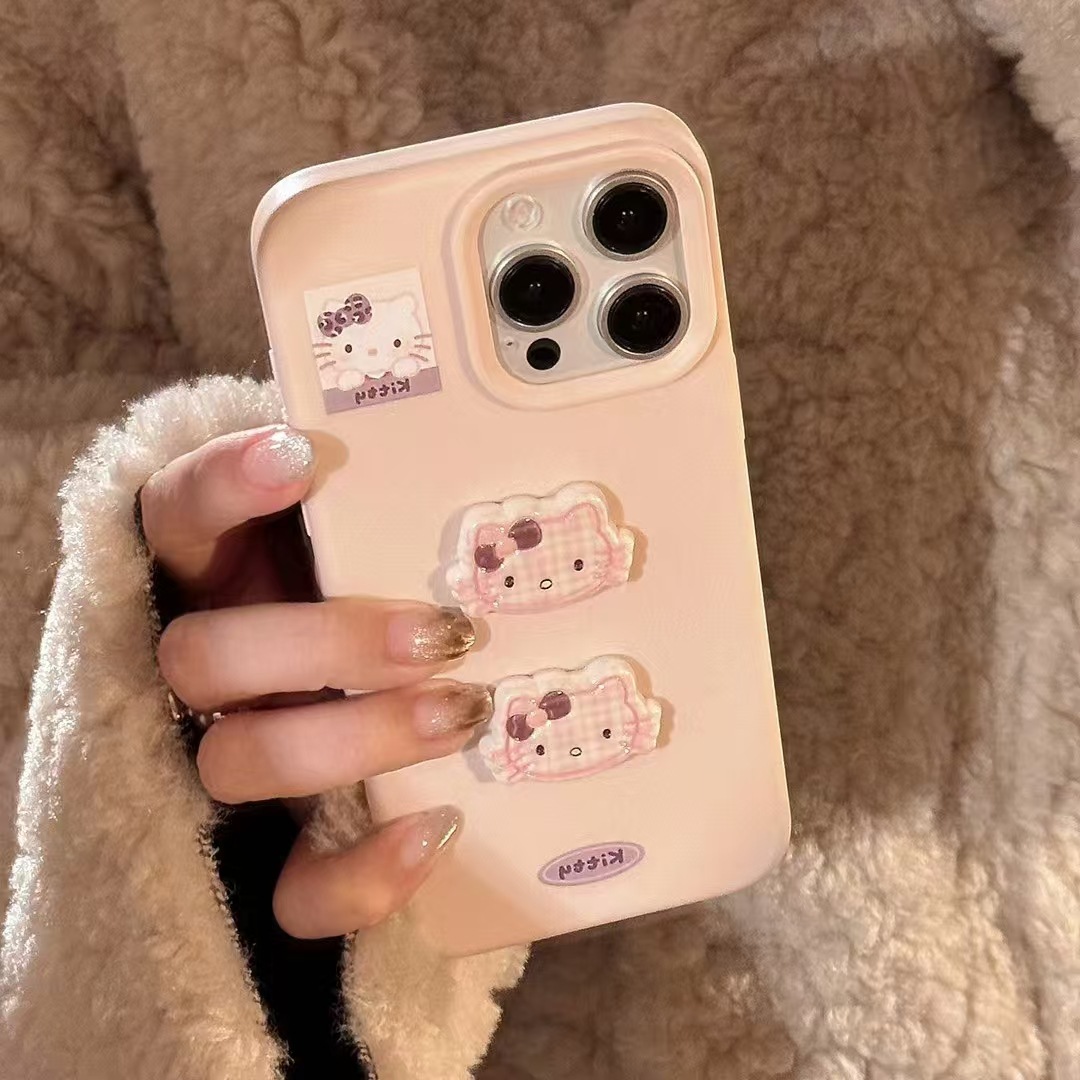 Girl ins tridimensional a cuadros kt para iphone15/16ProMax funda para teléfono 13 Apple 14 lindo 16 suave