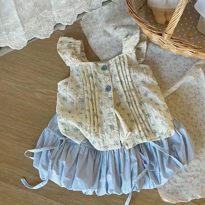 Girls' Summer Clothes suit 2024 New Children's Fashionable Children's Korean Style Summer Clothes for Baby Girls Stylish Two-Piece Set