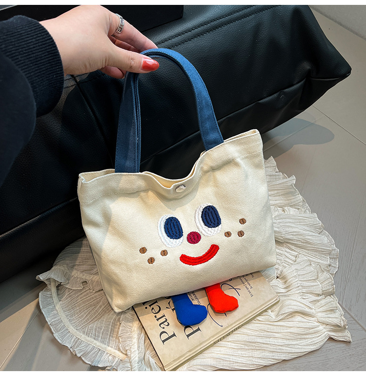 ins mini canvas bag, cute peach tote bag, Korean girl snack bento small bag canvas bag wholesale undefined