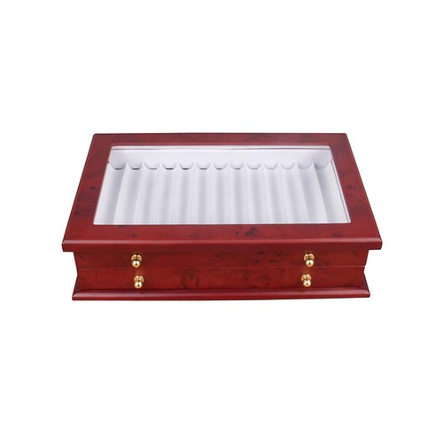 Pen Box 25 Pieces Wood Pen Display Box Stationery Box 25 Compartments Enamel Pen Storage Box Wooden Box