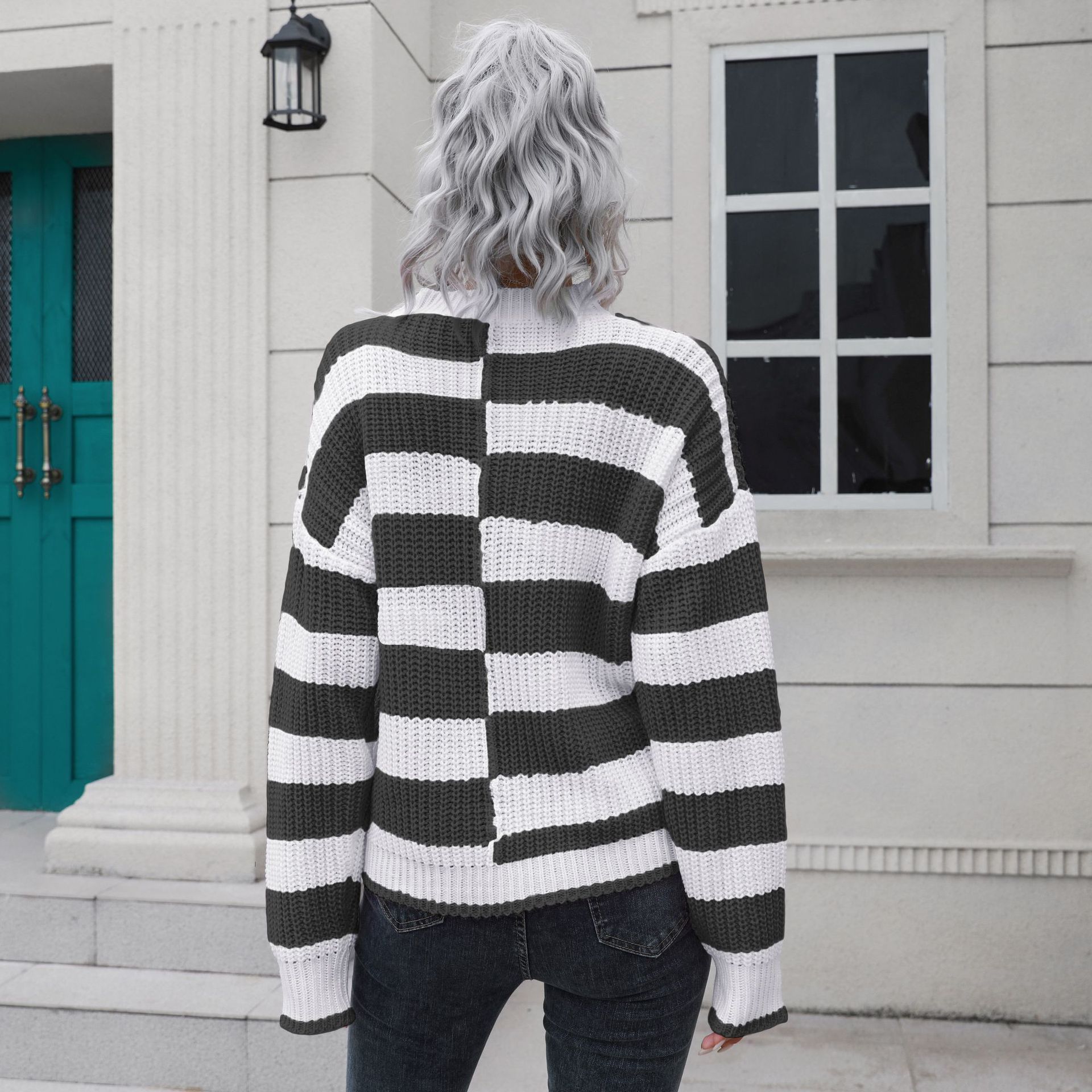 Striped Sweater Women Loose Autumn Winter Long Sleeve Casual Knitwear Sweater 15 Striped Sweater Women Loose Autumn Winter Long Sleeve Casual Knitwear Sweater