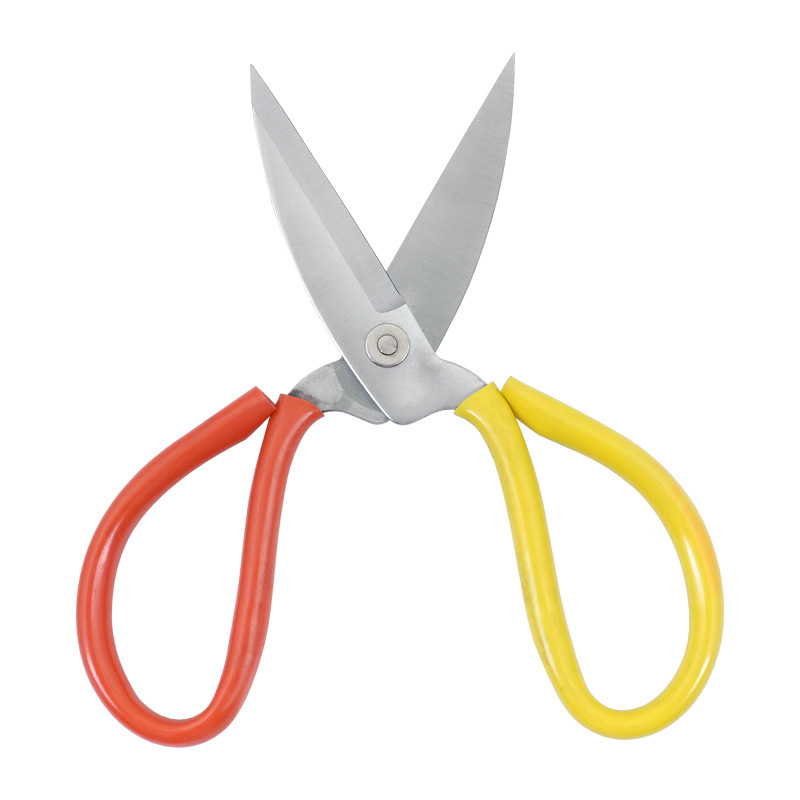 (2개) 산업 등급 전기 도금 큰 머리 가위 가정용 가위 민간 가죽 가위 재단사 가위 스테인레스 스틸 직선 곡선 가위